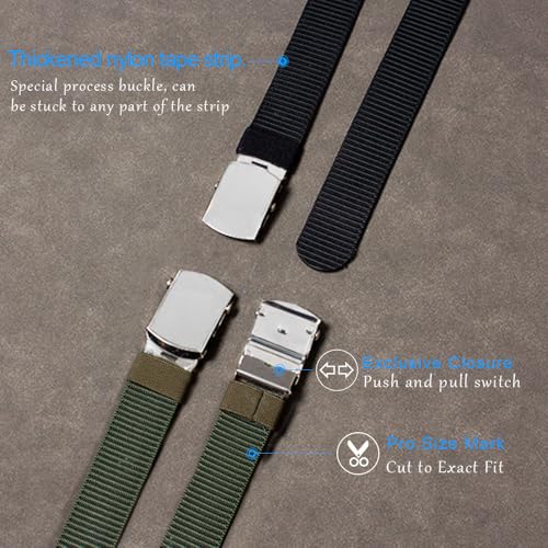 Nylon Belts for Unisex-Adult Military 2 PACK Adjustable Metal Buckle Web Canvas Belt Outdoor3