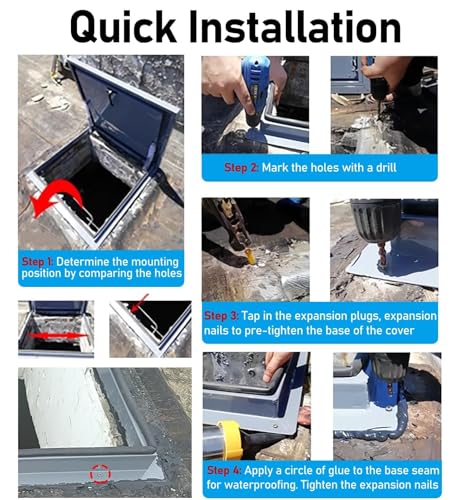 Trampilla de techo con aislamiento y panel de acero galvanizado anticaídas de 75 x 50 cm 7
