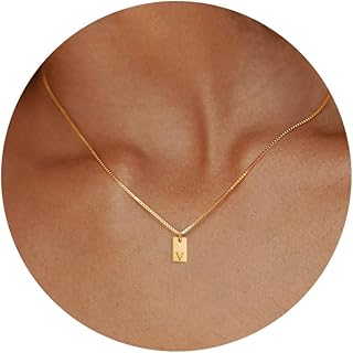 Initial Necklaces for Women, Dainty Gold Letter Necklace 14k Gold Plated Personalized Name Necklace Simple Gold Initial Necklace Cute Gold Choker Necklaces Trendy Gold Jewelry for Women Girls Gifts