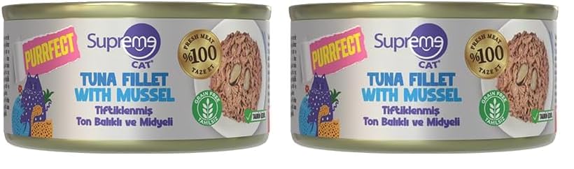 Purrfect Tiftiklenmiş Ton Balıklı ve Midyeli Konserve Kedi Maması 70 gr (2 paketi)