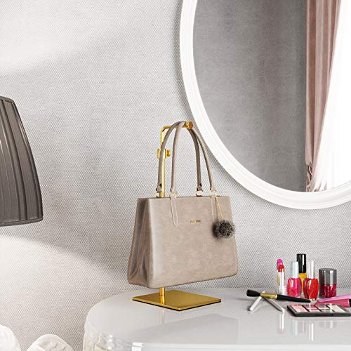 Allok 2 Pack Handbag Display Stand Adjustable Purse Jewelry Rack Metal Single Hanging Hook Bag Display Pure Metal Base (Gold) #TOP6