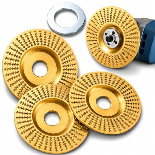 Angle Grinder Polishing Pad Wood Carving Disc Set Tungsten Carbide Grinding Wheel Wood Carving for 4 & 4-1/2 Grinders Woodworking Attachment for Cutting Shaping Sanding (3*Flat Surface)
