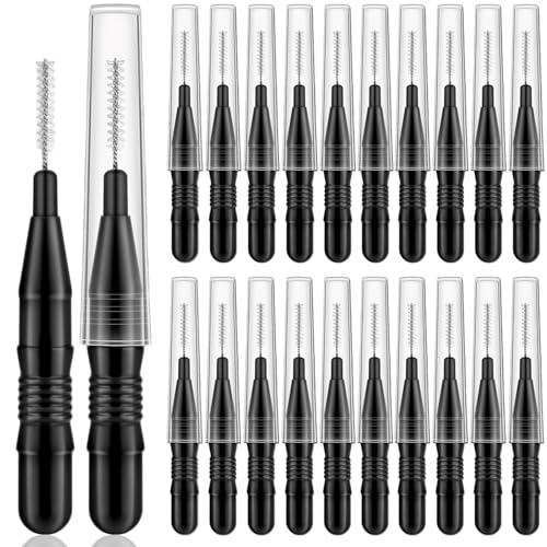20 Pcs Micro Eyebrow Brush, Eyebrow Spoolie Brush Spoolies for Eyebrows Eyelash Brushes Brow Lamination Lash Lift Tool for Eyebrows and Eyelashes Extensions, Black