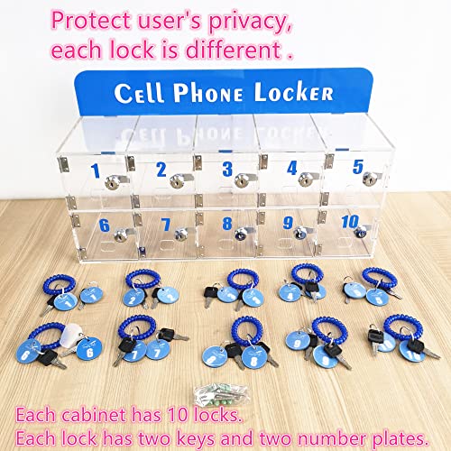 Zinging Life No Confused For Each Key Clear Cell Phone Locker Box With Door Locks And Keys Wall-Mounted Cell Phones Storage Cabinet Pocket Storage Locker Box For Office Classroom #TOP5