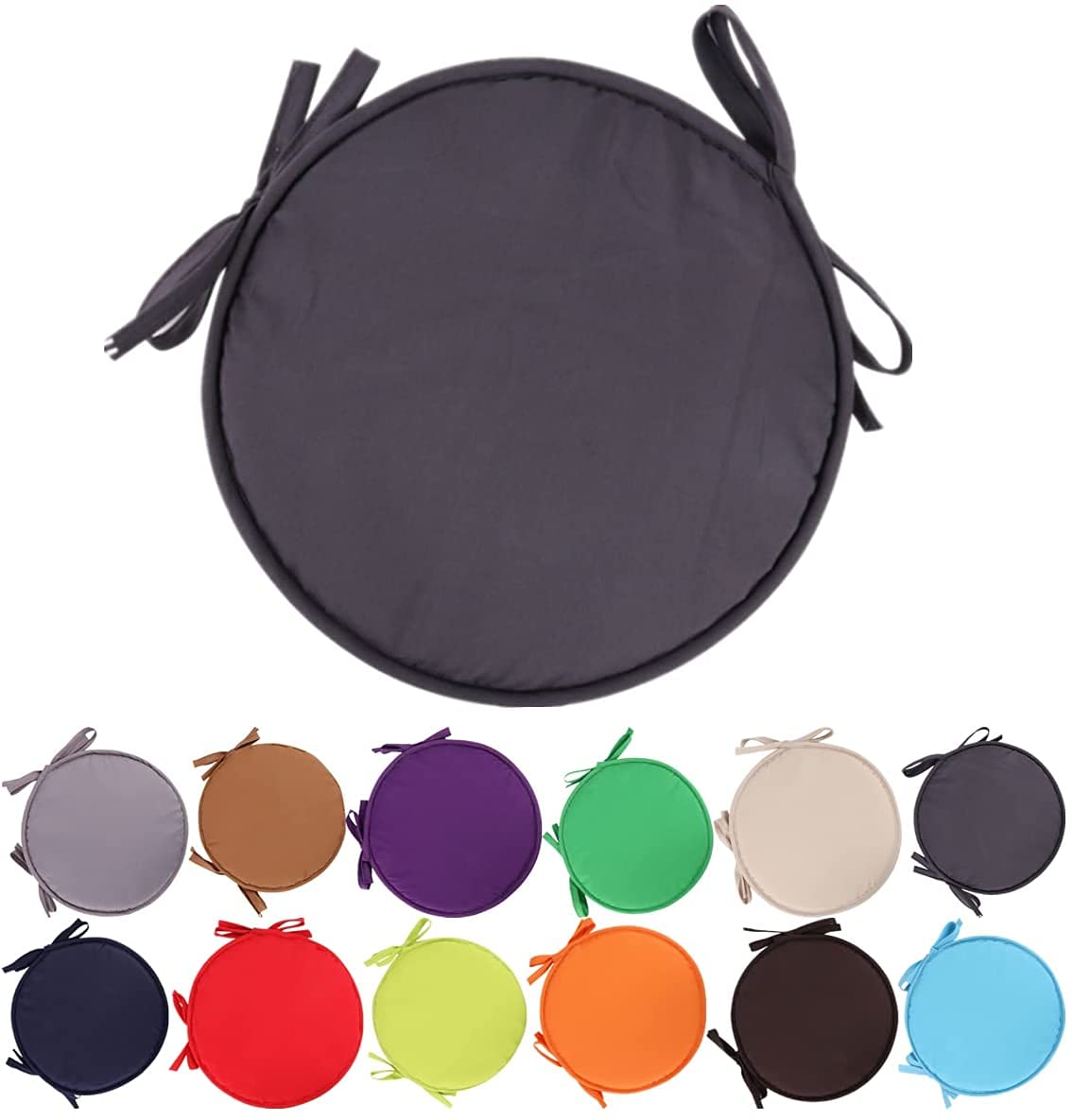 Cuscini Rotondi per Sedie Cucina set da 4/2/1, Diametro 30/35/40/45/50cm Cuscini per Sedie Antiscivolo per Sedie da Pranzo,Esterno, Giardino, Cucina, Ufficio, Soggiorno(Dark Grey,4PCS_30CM (11.8