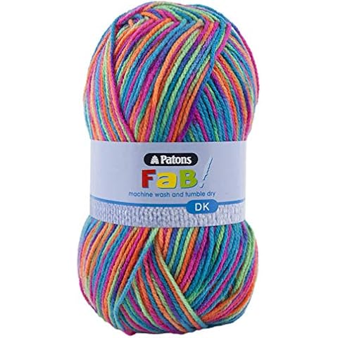 Patons Fab DK Kitting/Crochet Yarn Double Knitting Wool 100g Balls and 100% Acrylic Machine Washable & Tumble Dry Yarn Cover
