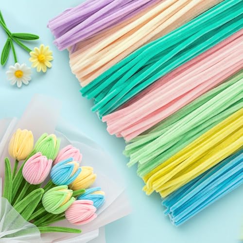 Image of Caydo 200 Pieces Macaroon Color Pipe Cleaners Craft, 12 Inch x 6 mm