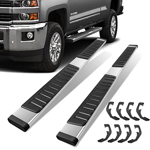 MOSTPLUS 6'' Running Boards Nerf Bar Compatible with 2007-2018 Silverado/GMC Sierra 1500 & 2500HD 3500HD Crew Cab; 2019 Silverado/Sierra 2500HD 3500HD Side Step (Gas Engine ONLY)