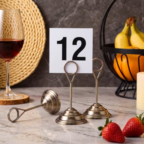 Image of 12 Pcs Table Number Holders-Metal Place Card Holders Table Number Stands Tabletop Sign Stands for Photos, Menu, Memo, Notes, Wedding, Restaurant, Banquet, Birthday(2.4 inch X 4.3 inch,Bronze)