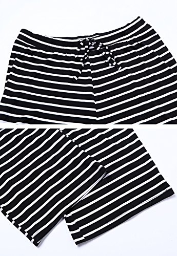 Vislivin Women's Stretch Knit Pajama Pants Modal Sleep Pant Black Stripe Wide S #TOP5