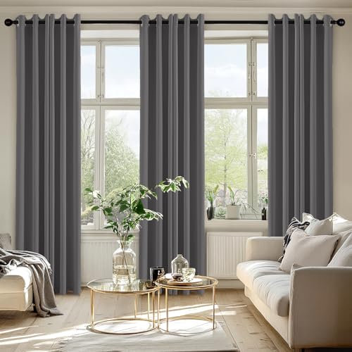 Image of MIULEE Blackout Curtains for Bedroom Living Room 2 Panels, Thermal Insulated Room Darkening Drapes Grommet Noise Reducing Light Blocking Window Treatments 72 Inches Long 40x72 Inch Gray