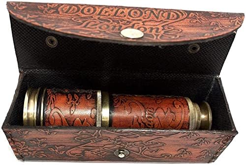 R S Enterprise Nautical Handheld Pirate Brass Telescope with Box/Case Sailor Home Decor Pirate Captain Boat Toy Gift (14 inch Dollond) Telescope
