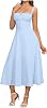 Sundresses for Women 2025 Vacation Crossover Drawstring Boho Beach Long Dress Casual Halter Tank Dress Midi Length