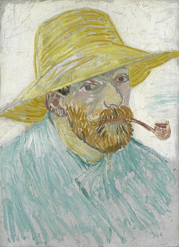 Tableau Van Gogh autoportrait à la pipe pour salon élégant et décoration murale