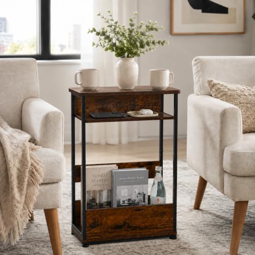 YEAKOO Narrow Side Table with Storage Shelf, 3-Tier Slim End Table by YEAKOO - Used condition - Image 3