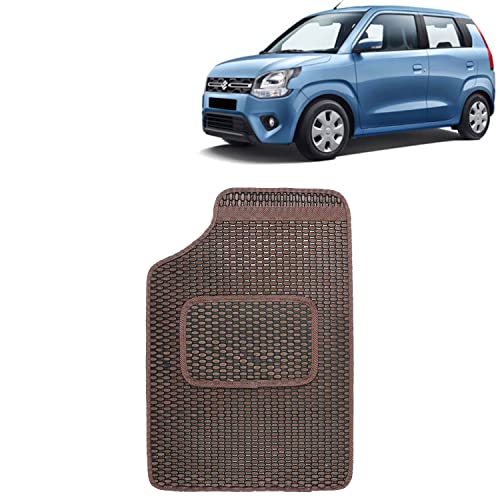 Image of Kingsway Dotted Design Car Floor Foot Mats Universal Fit for Maruti Suzuki Wagon R, Model Year : 2019 Onwards, Water and Dustproof, Color Brown, Set of 5 Pieces