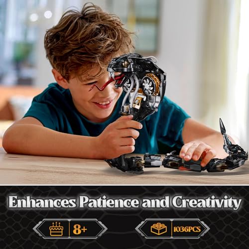 Image of Mechanical Snake Building Block Set 1036PCS Mecha Snake Model Kit with Movable Joints Cyberpunk Animal Art Frame Decor Toy STEM Building Toy for Kids 8+ Adults Collectors Compatible with Lego