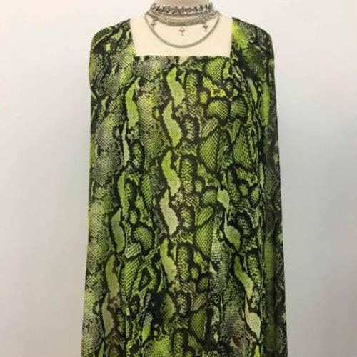 Lime Black Snake Skin Pattern Printed on Hi-Multi Chiffon Fabric by The Yard