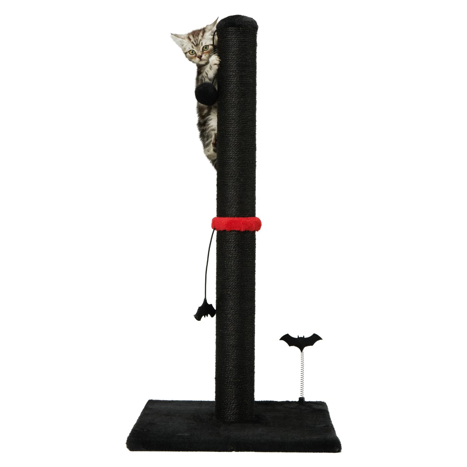 MECOOL Cat Scratching Post Premium Sisal Scratch Posts with Hanging Ball Vertical Scratcher for Indoor Cats and Kittens,Black