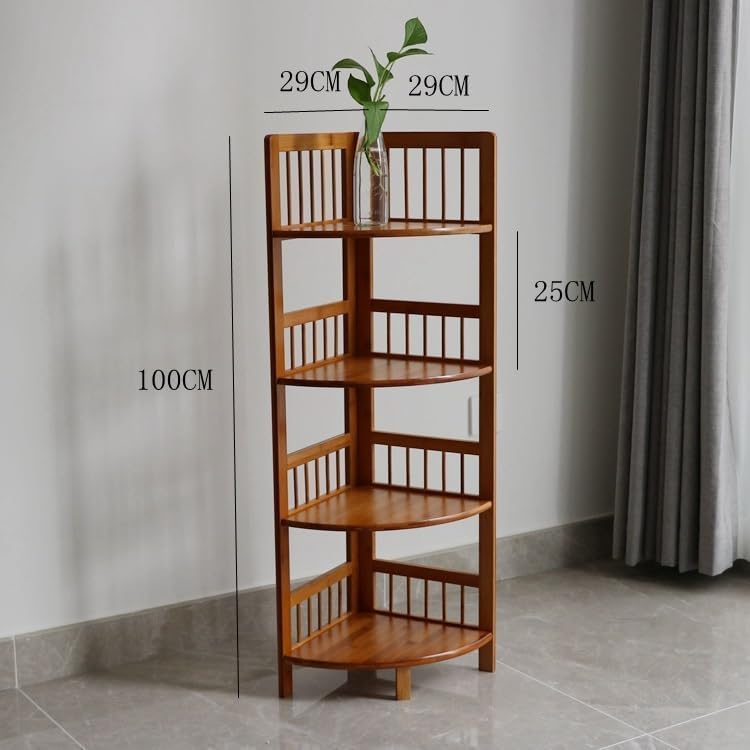 Bamboo Corner Shelf - Space-Saving Corner Display Organizer for Living Room & Home Office, Stylish Storage Stand, Multi-Functional Shelving Unit, Eco-Friendly Design