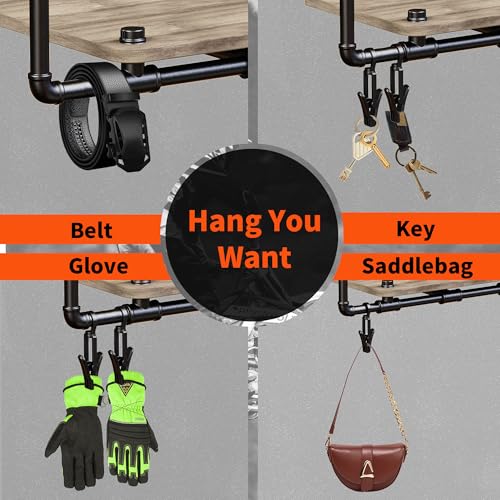 Motorradhelm-Halterung, Wandhalterung, 3-in-1-Helmständer mit 2 Handschuh-Clips, Massivholz und Metall, Helmhalter, Aufhänger (Braun)