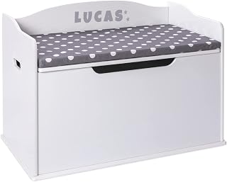 Milliard Wooden Toy Box and Storage Chest with Seating Bench - For Kids and Babies – Girls and Boys - White - Large