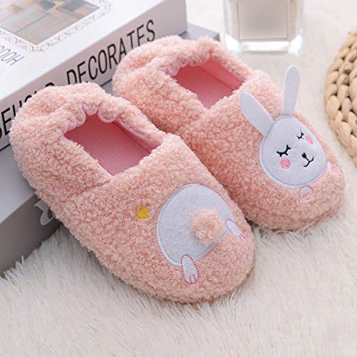 POLG Pantufa infantil para meninos e meninas, chinelo fofo de pele quente para casa, rosa, 2-2.5Year