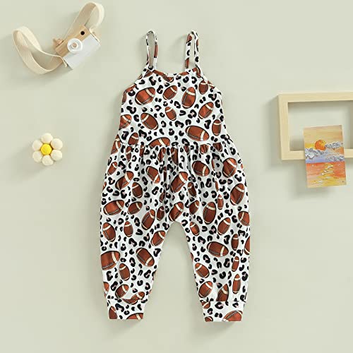 Toddler Baby Girl Football Outfit Game Day Romper Spaghetti Strap Suspender Jumpsuit Overalls Fall4
