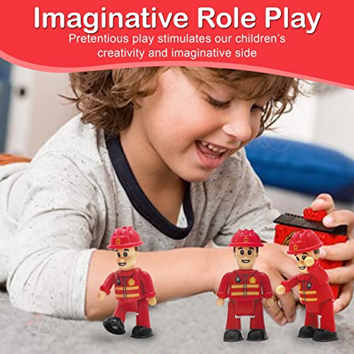 Play Fireman Figure - 3 Firefighters Toy Figurines Dolls - Play Figure Playset Communality Helpers Little Dollhouse People – Family Action Figurines Dolls For Boys and Girls, Toddlers and Kids