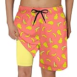 Cozople Boys Banana Swim Trunks Size 14-16 Swimwear Quick Dry UPF50+ Stretchy Compression Lining Bathing Suits...