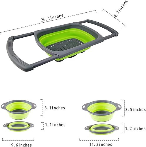 Miniatura 9 de CdyBox Colador plegable de silicona para cocina, 11 unidades, con cuchara medidora de silicona plegable, taza medidora, herramientas de cocina