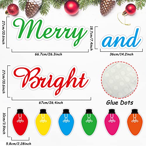 Image of Christmas Bulletin Board Decorations, Merry and Bright Light Bulb Paper Cutouts Xmas Holiday Winter Classroom Wall Decorations for Kids Nursery Home Bedroom
