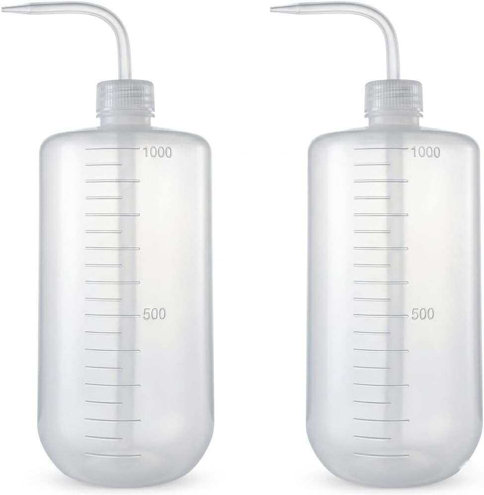 1000ml (33oz) Plastic Safety Lab Wash Bottle | Plastic Squeeze Bottle, Scale Labels, Narrow Mouth, For Chemistry, Industry, Lab & Gardening