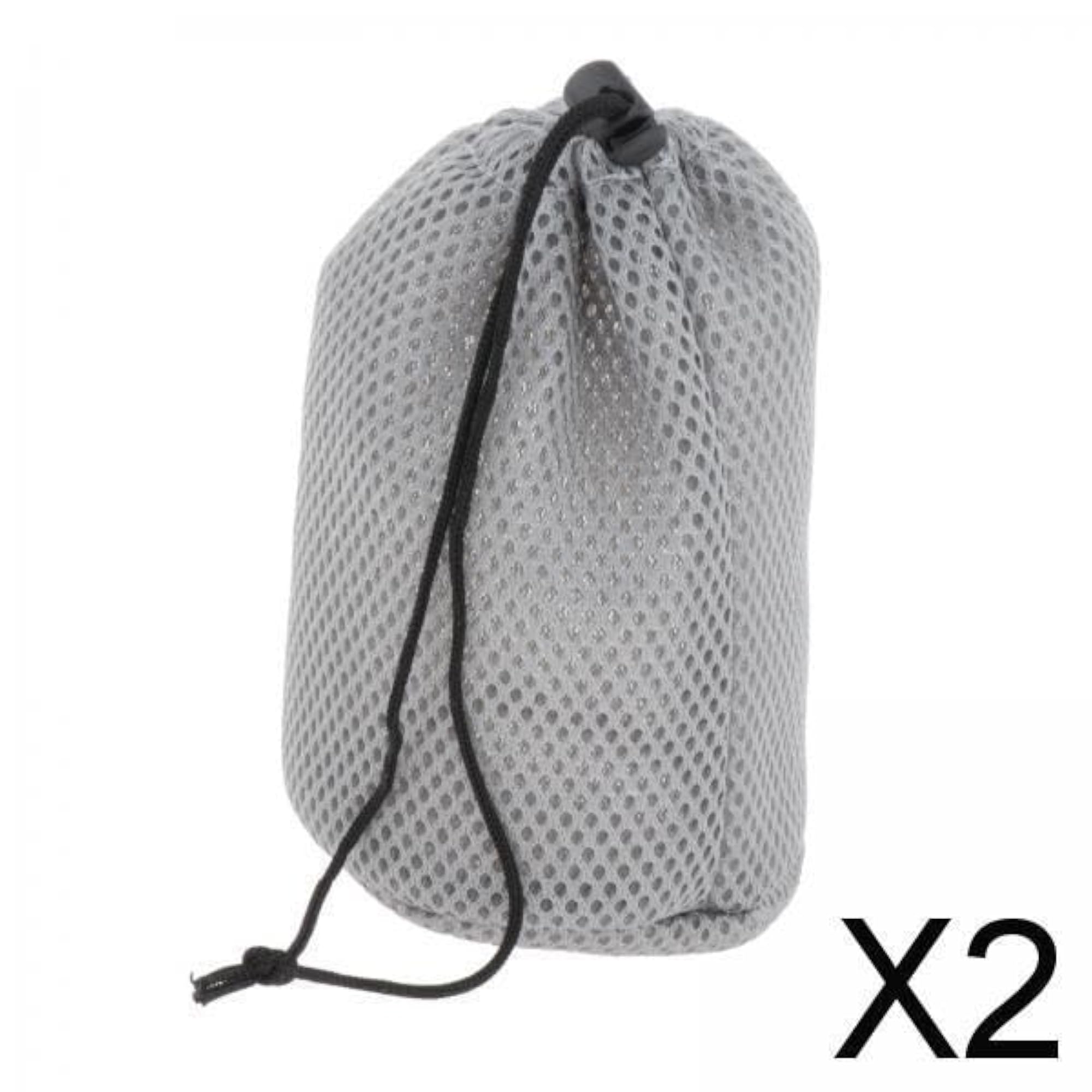 2x Mesh Drawstring Bag Stuff Storage Sack Organizer Pouch for Hiking