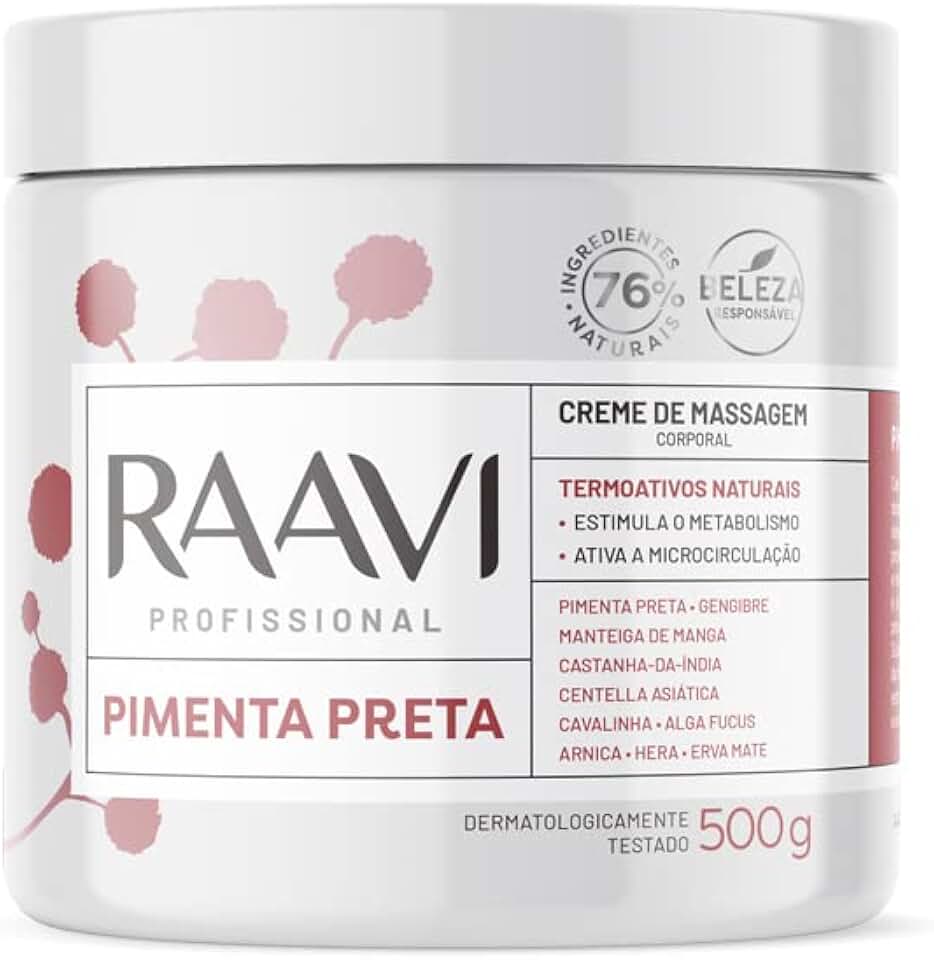 Raavi Creme De Massagem De Pimenta Preta Termoativo 500G