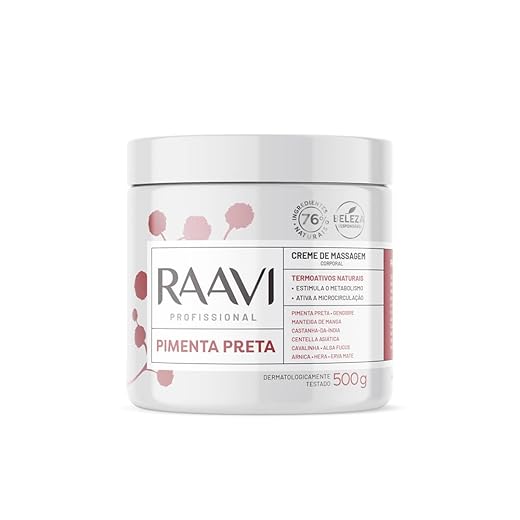 Raavi Creme De Massagem De Pimenta Preta Termoativo 500G