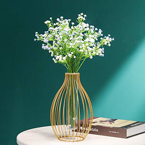 Metal Frame Vase Geometric Glass Flower Vase, Lantern Shape Glass Test Tube Vase