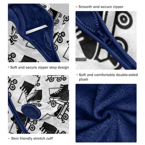 Roller Skates Pattern Print Design Toddler Fleece Jacket Girl Boys Hooded Fleece Jacket Coat Warm3