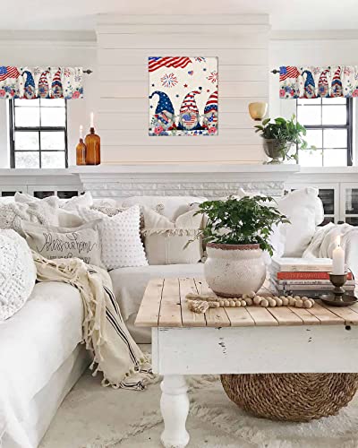 4Th Of July Windows Valances Curtain Usa Flag Gnome Independence Day Valances Rod Pocket Poppy Patriotic Stars Window Curtain Treatment Short Topper Curtains For Kitchen Bathroom Living Room 54X18 In #TOP5
