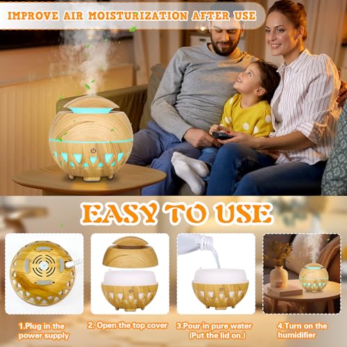 Diffuseur d'Huiles Essentielles 160ml, USB, 7 Couleurs LED, Arrêt Automatique, Aromathérapie Humidificateurs Diffuseur Arômes pour Maison, Chambre, Salon, Yoga, Bureau, Spa, Massage – Image 3