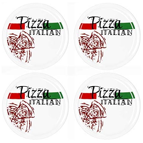 MamboCat 4-er Set Pizzateller Pizza Italian Ø 30,5 cm große weiße Teller aus Steingut zum Anrichten Cover