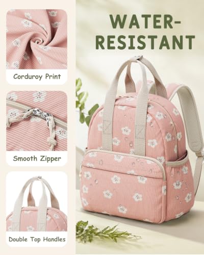 Image of Corduroy Toddler Backpack for Preschool Boys Girls Ages 2-4 | 12 Inch Water-Resistant Small Kids Backpack for School & Travel, Lightweight Daycare Bookbag(Medium,Pink Floral)