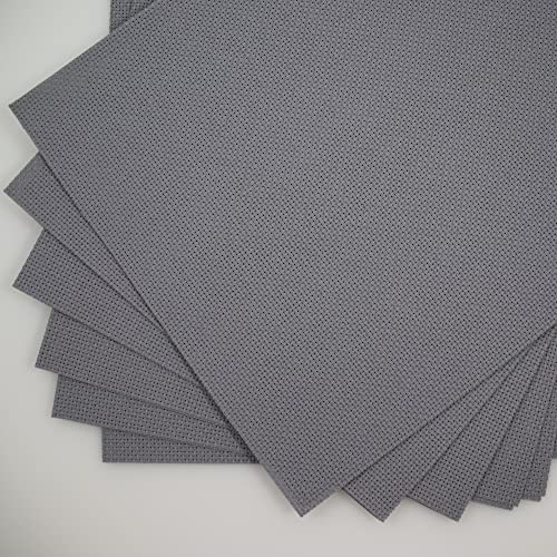Image of KCS 6 pc of 12 inch x 18 inch 14CT Counted Cotton Aida Cloth Cross Stitch Fabric (Light Steel Grey)