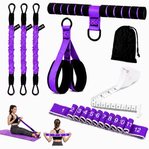 Image of Multifunction Pedal Resistance Band with Handle, Stretch Band, Tape Measure | Adjustable 3x30LB Rubber Exercise Bands, Home Gym for Full Body Workout, Abs Core Waist Arm Leg, Pilates and Physical Therapy