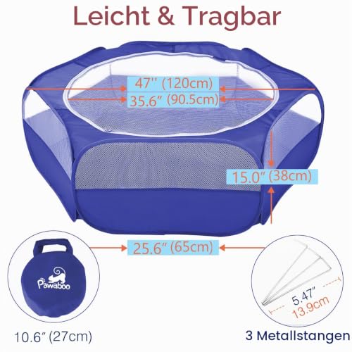 Pawaboo Kleintiergehege mit Reißverschluss, Indigo