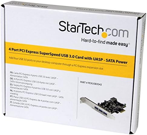 StarTech.com 4 Port PCI Express USB 3.0 Card - 3 External and 1 Internal - Native OS Support in Windows 8 and 7 - Standard and Low-Profile (PEXUSB3S42)