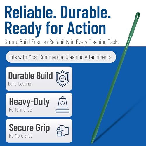 Image of SPARTA 41225EC09 Fiberglass Broom Handle, Mop Handle, Replacement Handle with Acme Threaded Tip for Commercial Cleaning, 48 Inches, Green, (Pack of 12)