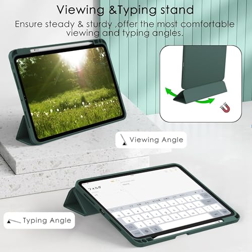 Image of TechTrendz for iPad Pro 13 Inch Case M5 /M4 (2025 /2024) with Pencil Holder, Smart Cover with Protective Trifold Stand, Auto Wake /Sleep, Support Pencil Pro, Green