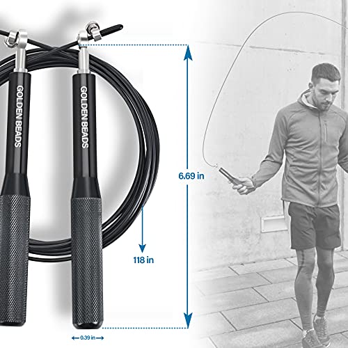 Skipping Rope for Adults, Speed Rope Men & Women, Fitness Jump Rope with Premium Ball Bearings, Adjustable Length, Non Slip Handles, Perfect for Fat Burning, Indoors Outdoors, Boxing, Cardio - Image 3