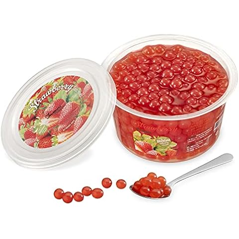 The Inspire Food Company Popping Boba Pearls for Bubble Tea - 450gm | Strawberry | Bursting Pearls Bubble | Real Fruit Juice For Shakes, Smoothie | 100% Vegan & Glutenfree, No Artificial Colors Cover
